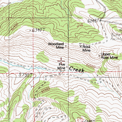 Topographic Map of Five Mine, MT