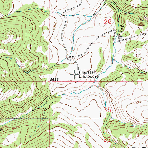 Topographic Map of Flagstaff Enclosure, MT