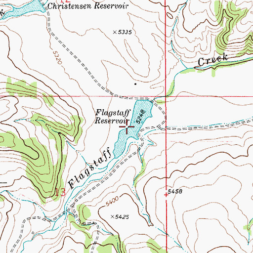 Topographic Map of Flagstaff Reservoir, MT