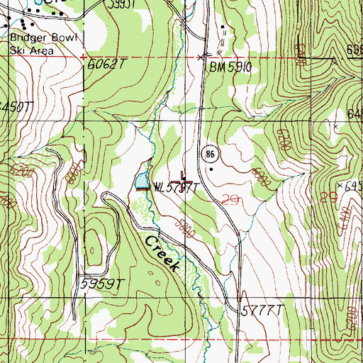 Topographic Map of Flaming Arrow Ranch, MT