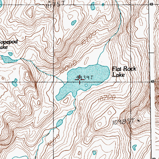 Topographic Map of Flat Rock Lake, MT