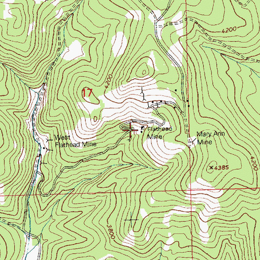 Topographic Map of Flathead Mine, MT