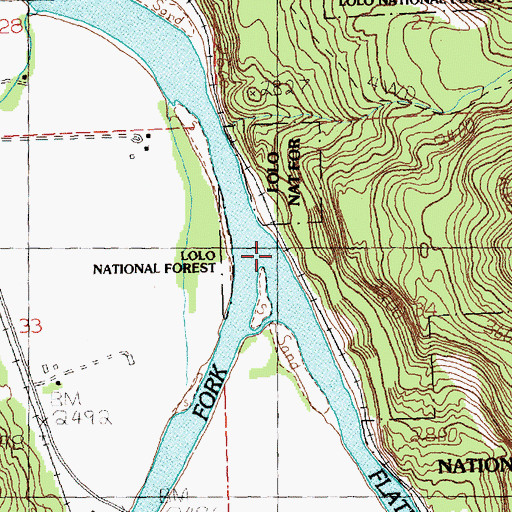 Topographic Map of Flathead River, MT
