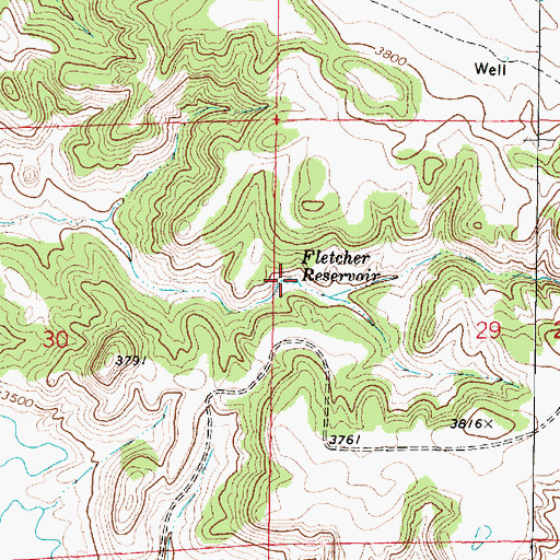 Topographic Map of Fletcher Reservoir, MT