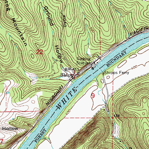 Topographic Map of Shipp, AR