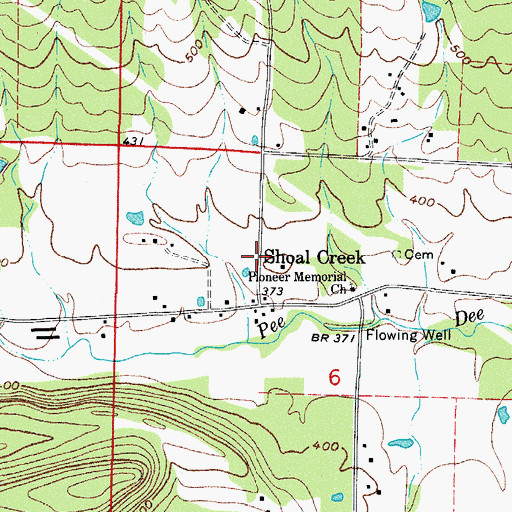 Topographic Map of Shoal Creek, AR