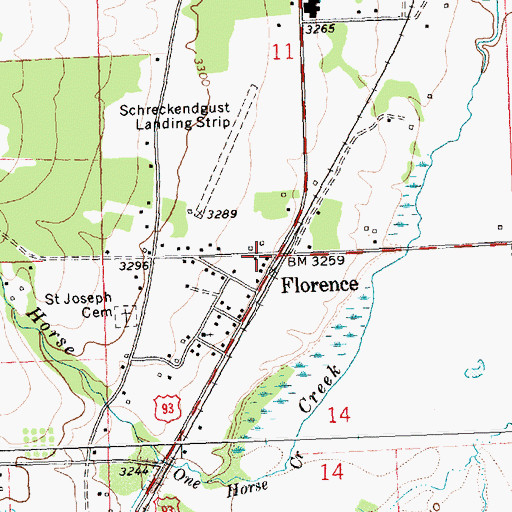 Topographic Map of Florence, MT