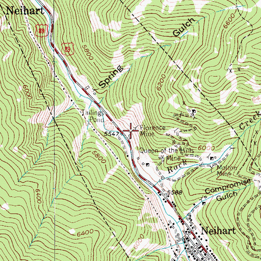 Topographic Map of Florence Mine, MT