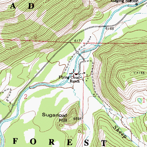 Topographic Map of Flying Cloud Ranch, MT
