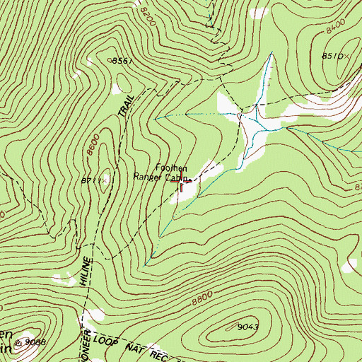 Topographic Map of Foolhen Ranger Cabin, MT