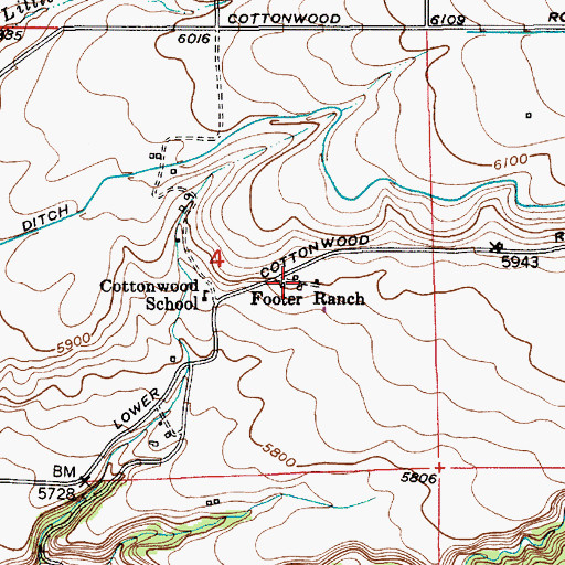 Topographic Map of Footer Ranch, MT