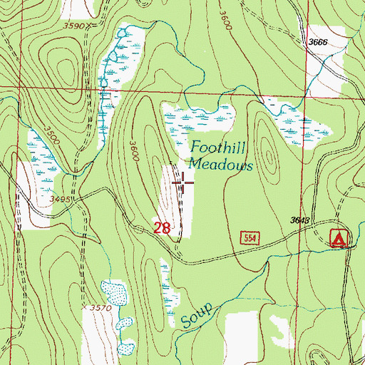 Topographic Map of Foothill Meadows, MT