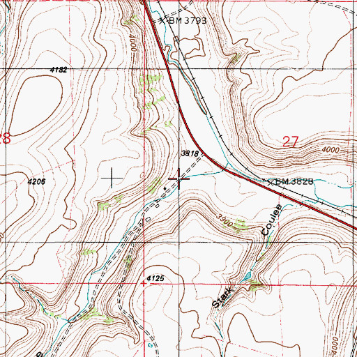 Topographic Map of Ford Coulee, MT