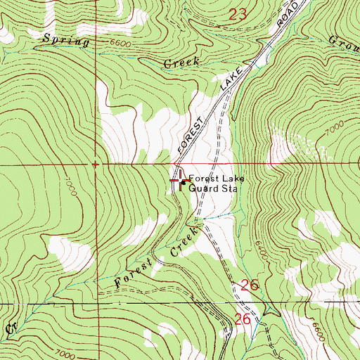Topographic Map of Forest Lake Guard Station, MT