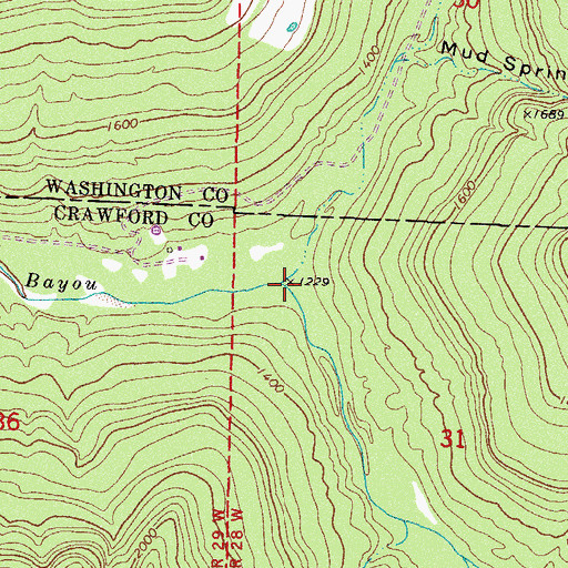 Topographic Map of Shrader Branch, AR