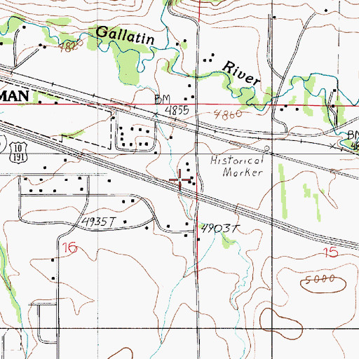 Topographic Map of Fort Ellis Farm Bureau Community Building, MT