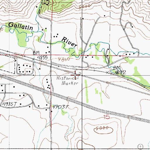 Topographic Map of Fort Ellis Historical Marker, MT