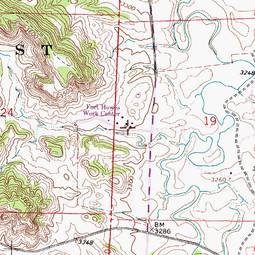 Topographic Map of Fort Howes Ranger Station, MT