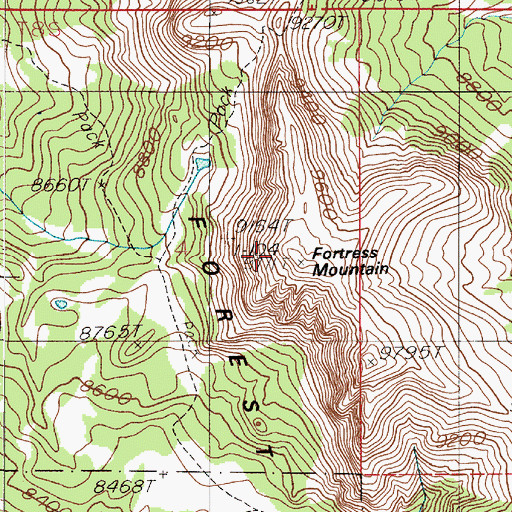 Topographic Map of Fortress Mountain, MT