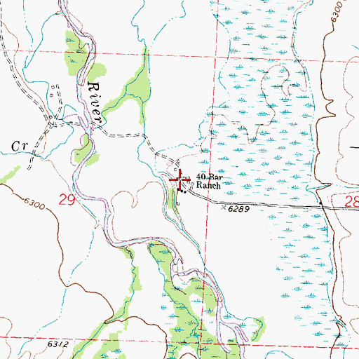 Topographic Map of Forty Bar Ranch, MT