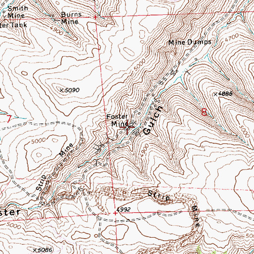 Topographic Map of Foster Mine, MT