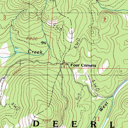 Topographic Map of Four Corners, MT