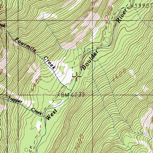 Topographic Map of Fourmile Creek, MT