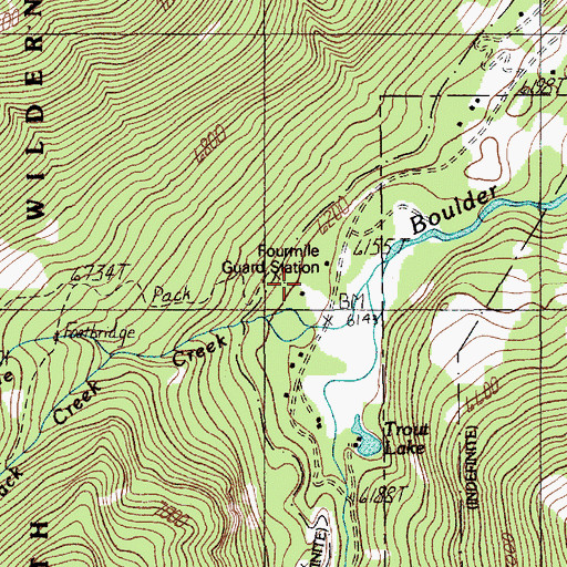 Topographic Map of Fourmile Guard Station, MT