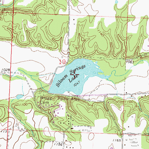Topographic Map of Siloam Springs Lake, AR