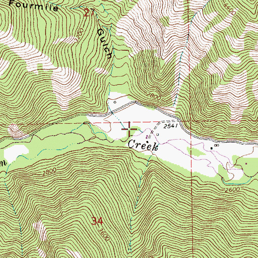 Topographic Map of Fourmile Gulch, MT