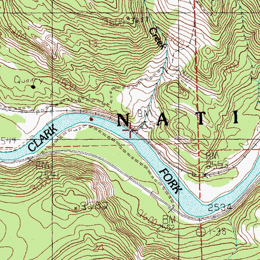 Topographic Map of Fourteenmile Creek, MT