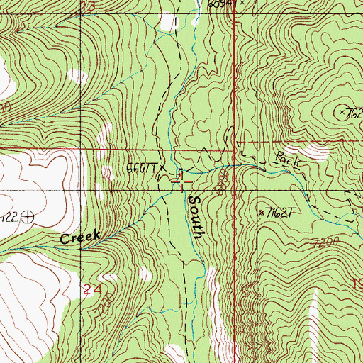 Topographic Map of Fox Creek, MT