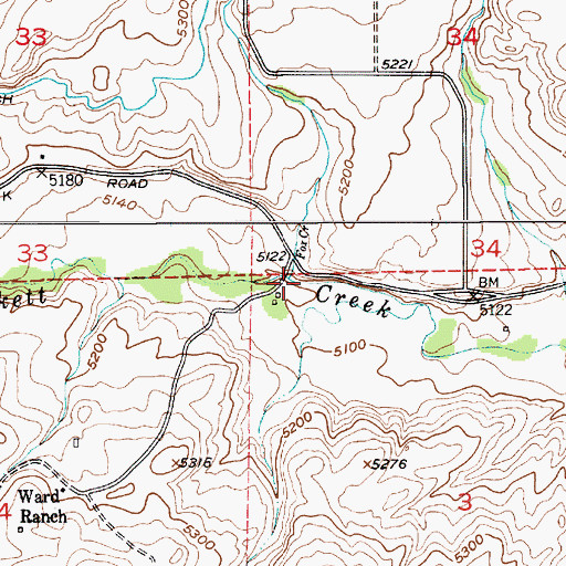 Topographic Map of Fox Creek, MT