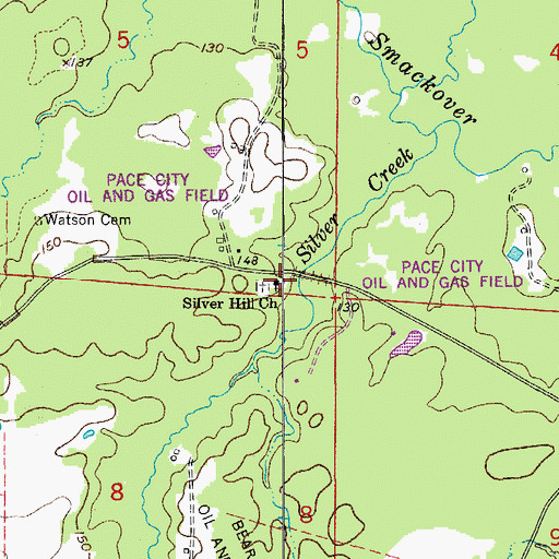 Topographic Map of Silver Hill United Methodist Church, AR