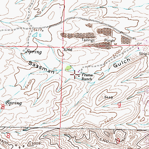 Topographic Map of Frame Ranch, MT