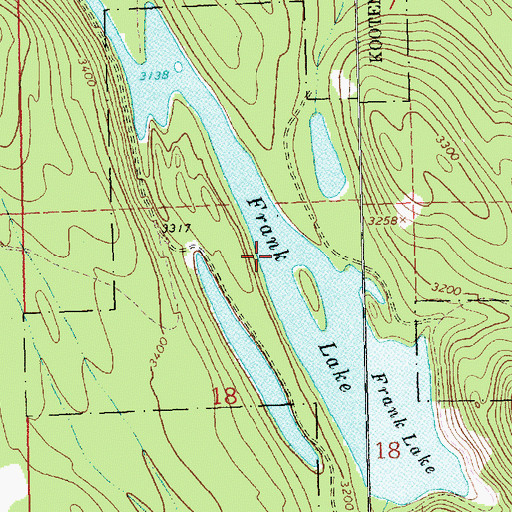 Topographic Map of Frank Lake, MT