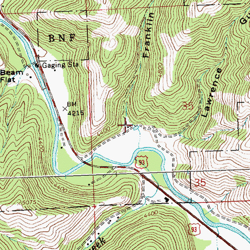 Topographic Map of Franklin Gulch, MT