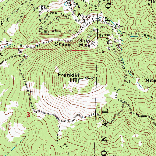 Topographic Map of Franklin Hill, MT