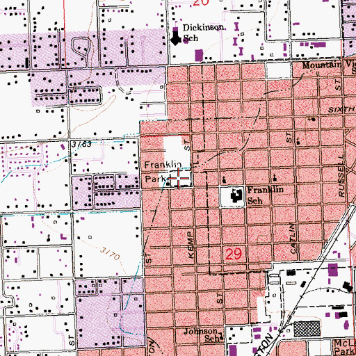 Topographic Map of Franklin Park, MT