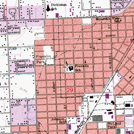 Topographic Map of Franklin School, MT