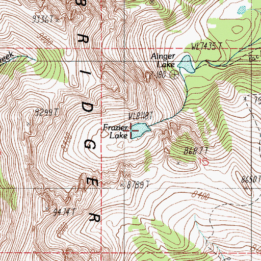 Topographic Map of Frazier Lake, MT