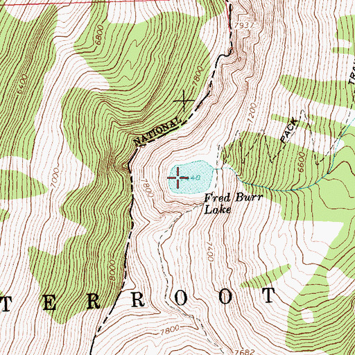 Topographic Map of Fred Burr Lake, MT