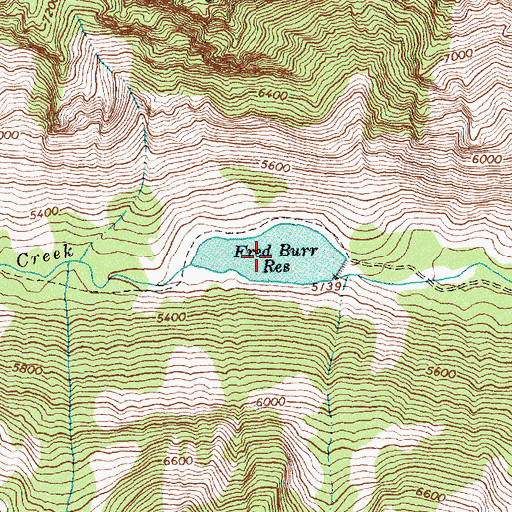 Topographic Map of Fred Burr Reservoir, MT