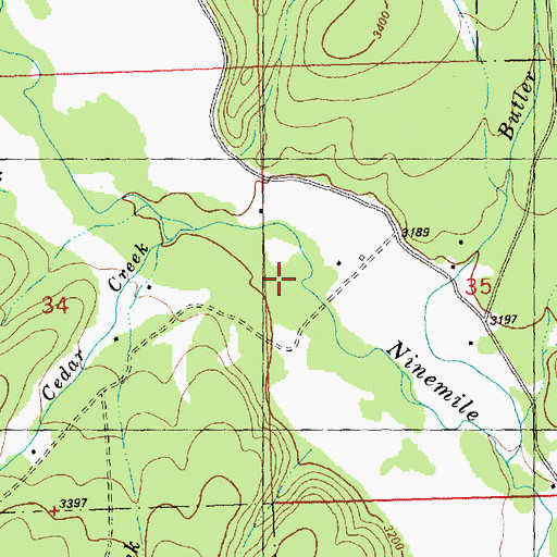 Topographic Map of Free Creek, MT