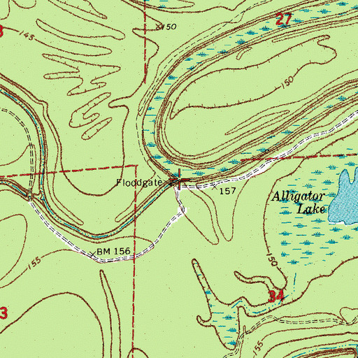 Topographic Map of Sixmile Bayou, AR