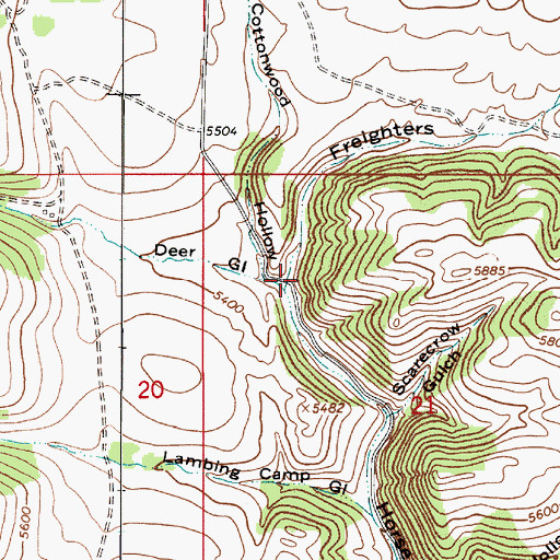 Topographic Map of Freighters Gulch, MT