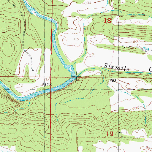 Topographic Map of Sixmile Creek, OK