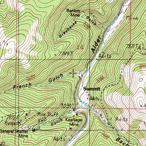 Topographic Map of French Gulch, MT