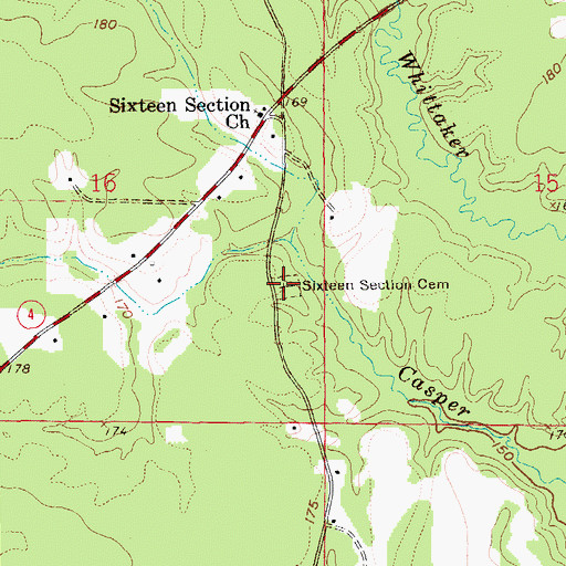 Topographic Map of Sixteen Section Cemetery, AR