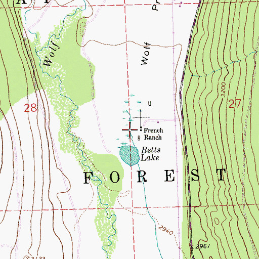 Topographic Map of French Ranch, MT
